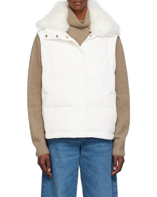 Yves Salomon White Quilted Zipper Down Jacket