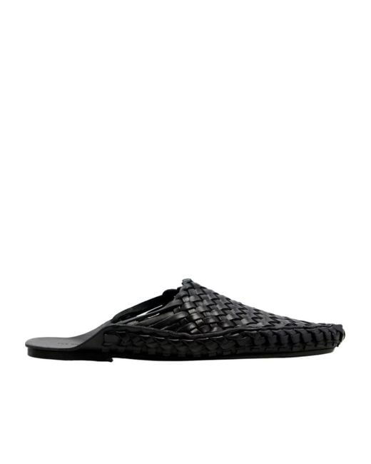 The Row Black Woven Leather Mules