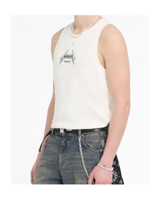 Represent White Metallic Logo Sleeveless T-Shirt for men
