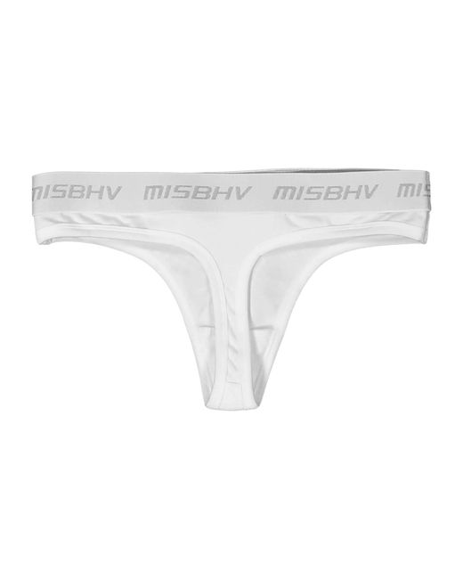 M I S B H V White Logo Waistband Thong