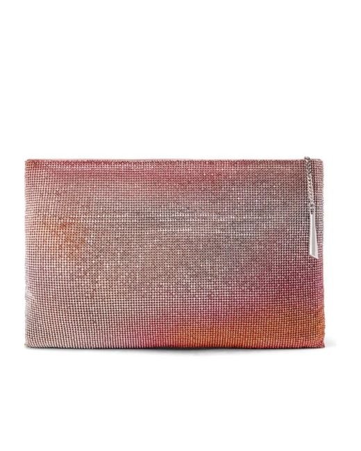 Benedetta Bruzziches Purple Rhinestone-Embellished Mesh Clutch Bag