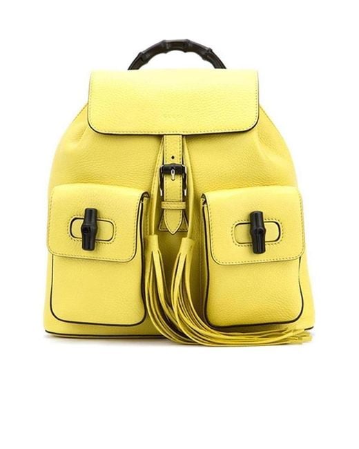 Gucci Yellow Grain Logo Backpack