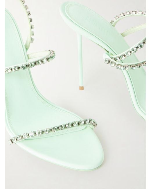 Paris Texas Metallic Crystal-Embellished Crepe Slingback Sandals
