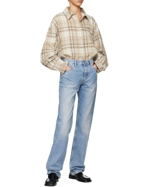 The Attico Blue The Logo Embroidered Distressed Jeans