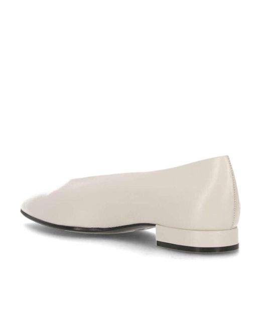 Loro Piana White Rebecca Pointed-Toe Ballerina Shoes