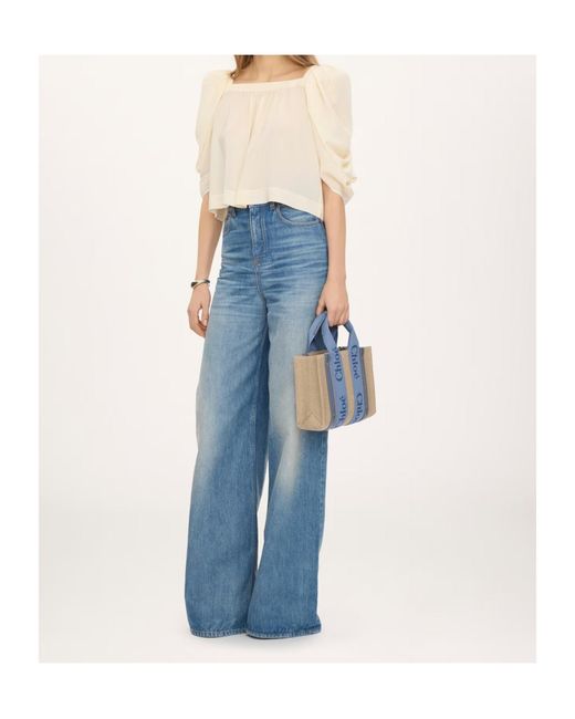 Chloé Blue Chloé Woody Small Tote Bag
