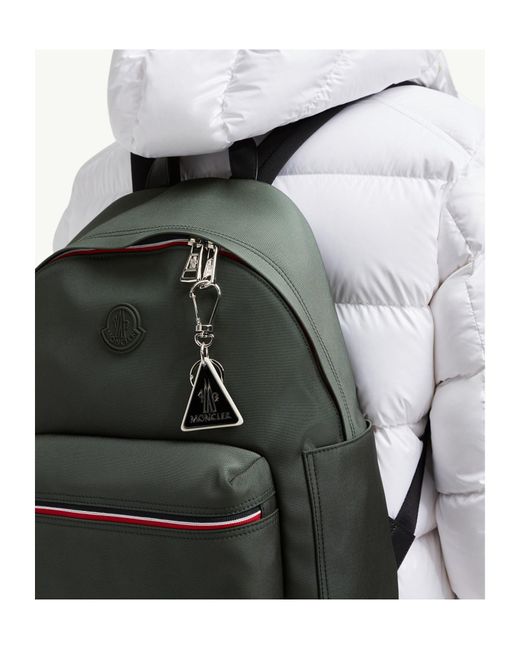 Moncler White Logo Leather Key Ring for men