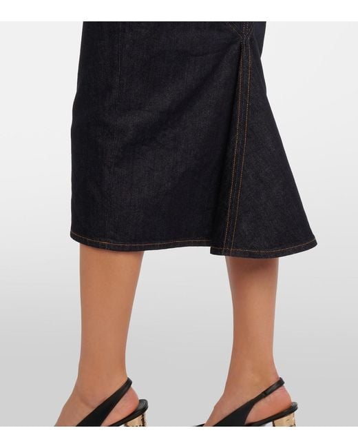 Givenchy Black Denim Midi Skirt