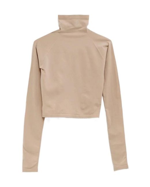 Alaïa Natural Alaïa Roll-Neck Cropped Top