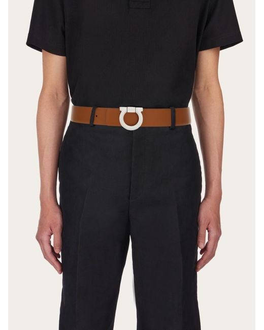 Ferragamo White Double-Sided Gancini Belt for men