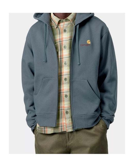 Carhartt Blue Hooded American Script Jacket for men