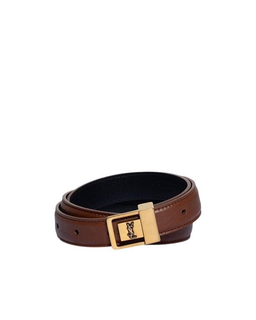 Saint Laurent White La 66 Thin Belt