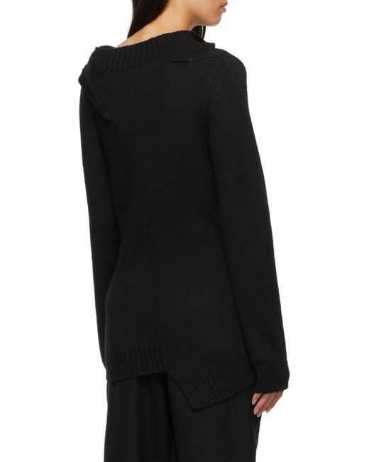 Ann Demeulemeester Black Asymmetrical Cowl-Neck Jumper