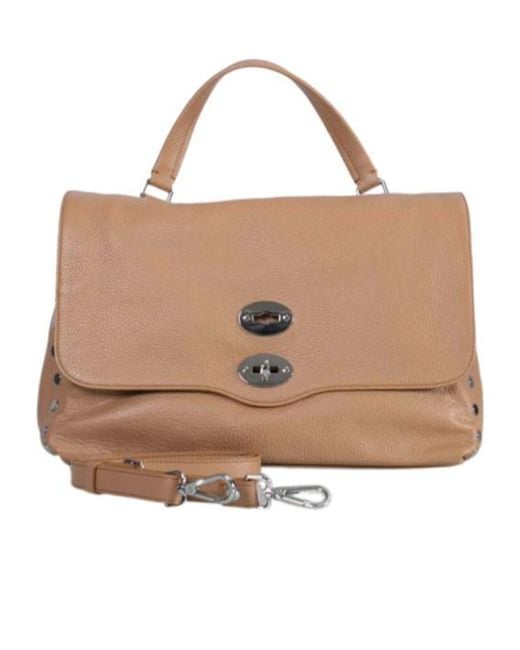 Zanellato Brown Postina Twist-Lock Medium Tote Bag