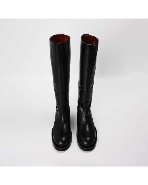 Paris Texas Black Solid Color Knee High Boots