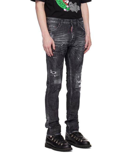 DSquared² Gray 1964 Distressed Slim-Fit Jeans for men