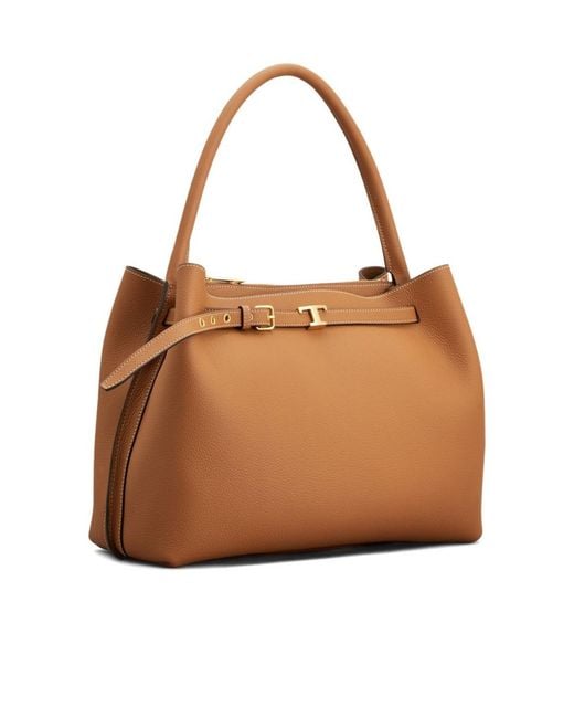 Tod's Brown T-Palque Top Handle Bag