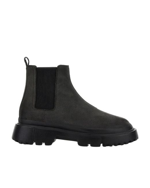 Hogan Black Chelsea Round-Toe Boots for men