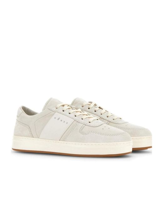 Hogan White Logo Printed Lace-Up Sneakers for men