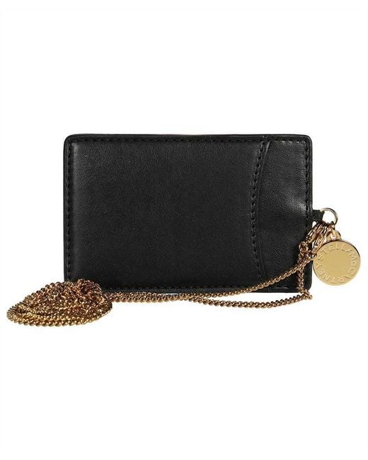 Stella McCartney Black Logo-Charm Chain Wallet