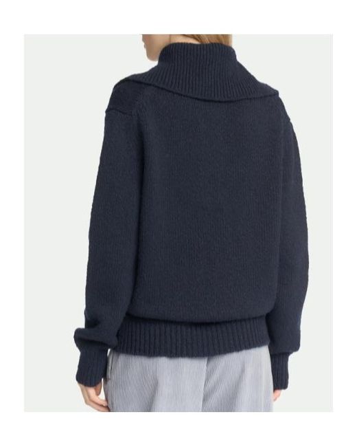 Malo Blue Button-Placket Spread-Collar Sweater