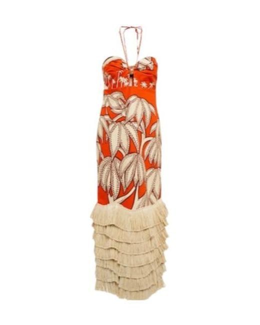 Johanna Ortiz White Ruffle Floral Maxi Dress