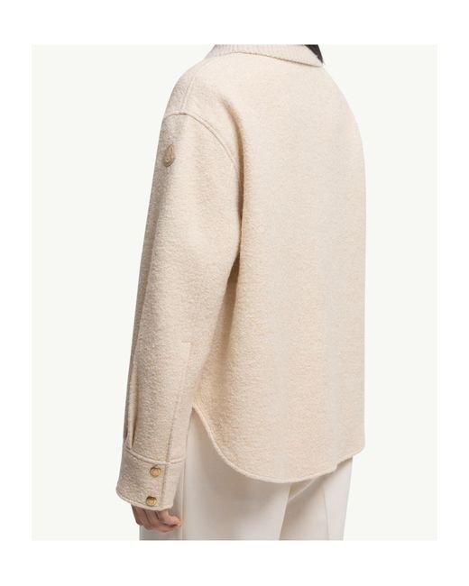 Moncler Natural Logo Patch Zip-Up Shirt