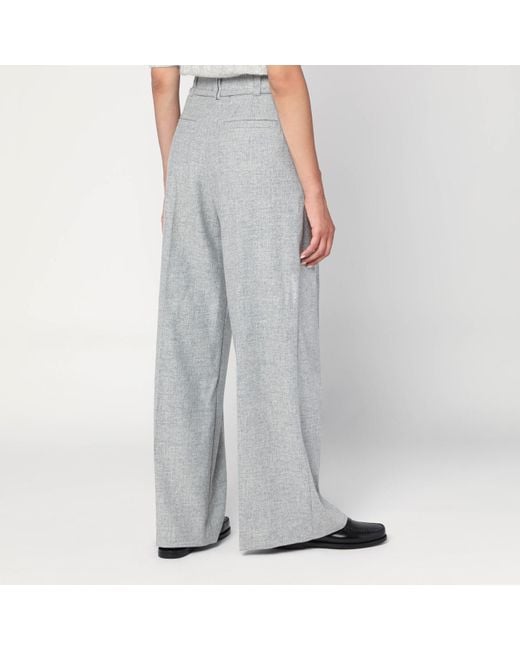 Brunello Cucinelli Gray Pleated Belted Trousers