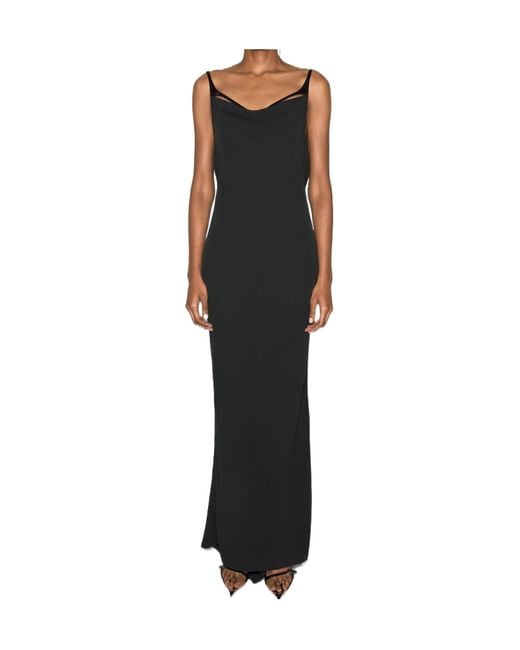 Mugler Black Harness Crepe Gown