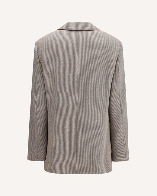 Brunello Cucinelli Brown Embellished English Rib Knit Blazer