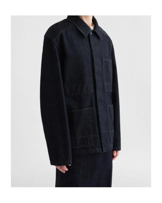 Jil Sander Blue Button Detailed Straight Hem Overshirt for men