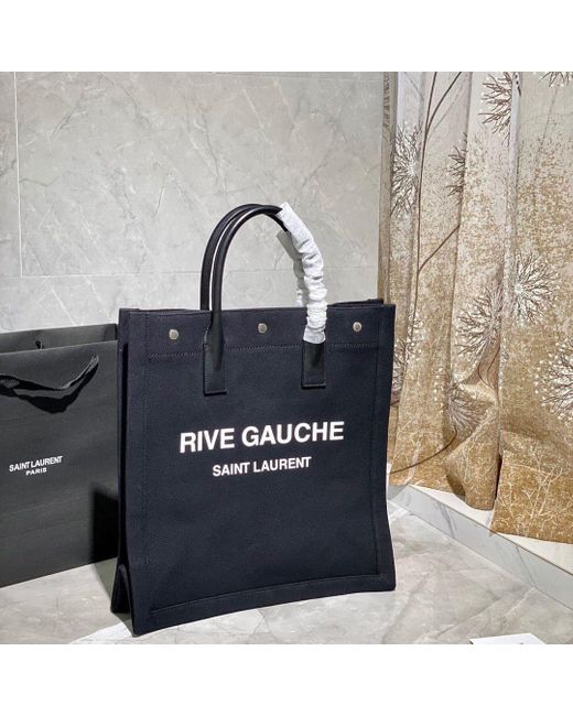 Saint Laurent Black Rive Gauche Tote Bag for men