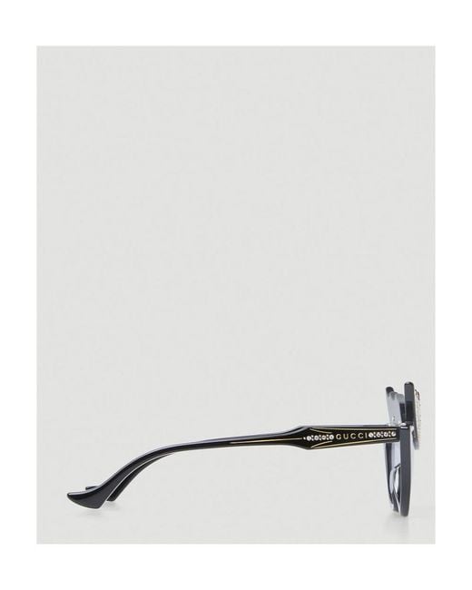 Gucci White Eyewear Embellished Cat-Eye Frame Sunglasses
