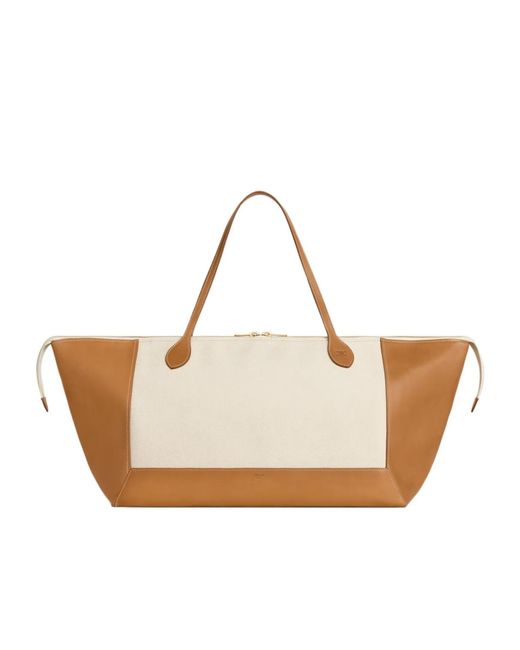 Céline White Cabas Frame East West
