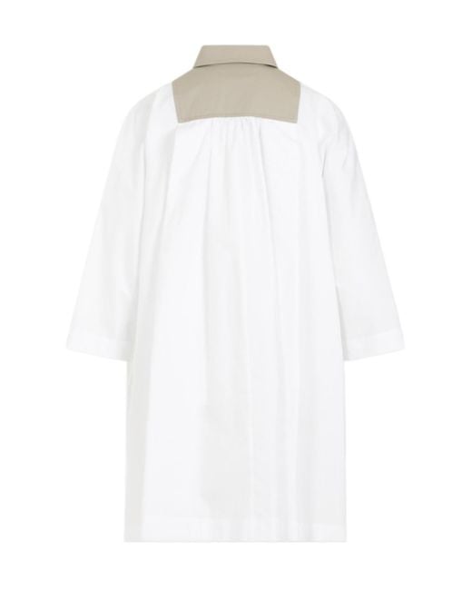 Max Mara White Collared Long-Sleeved Shirt Dress