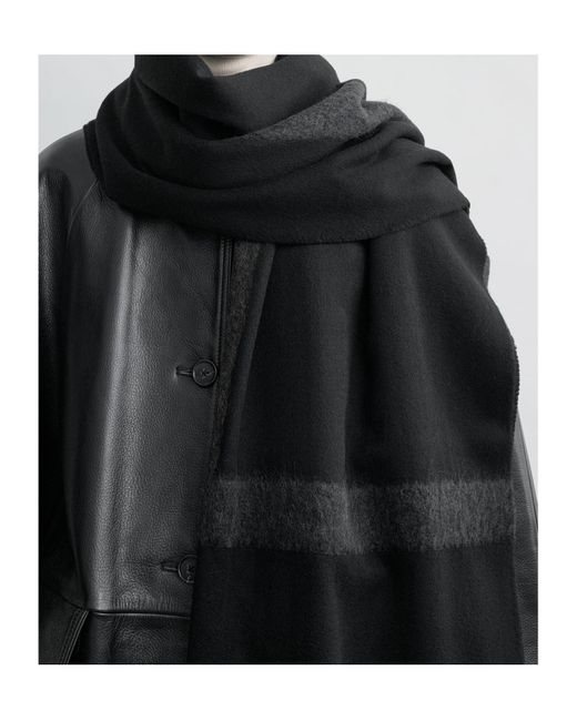 Totême  Black Totême Monogram Twill Scarf