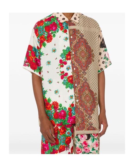 Moschino Red Floral-Print Shirt for men
