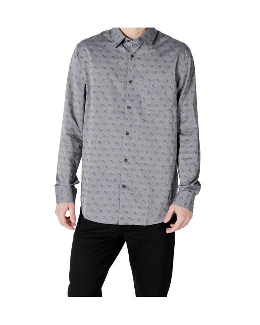 Guess Gray Long-Sleeved Shirt for men