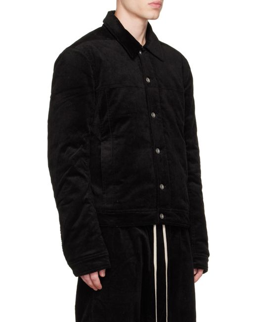 Rick Owens Black Button-Down Corduroy Worker Jacket for men