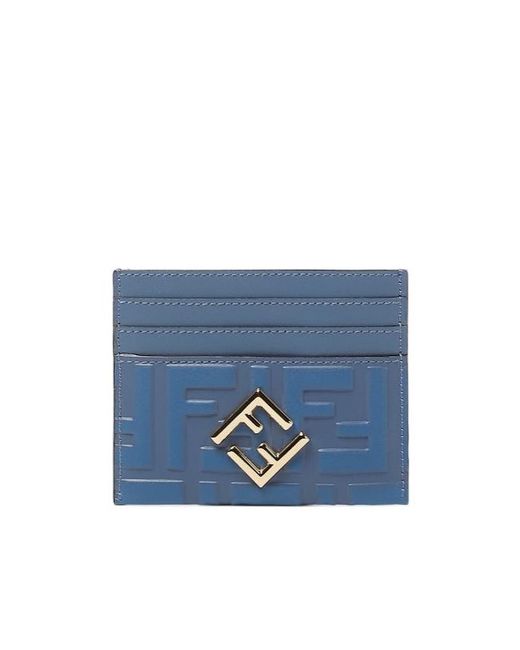 Fendi Blue Ff Diamonds Card Case