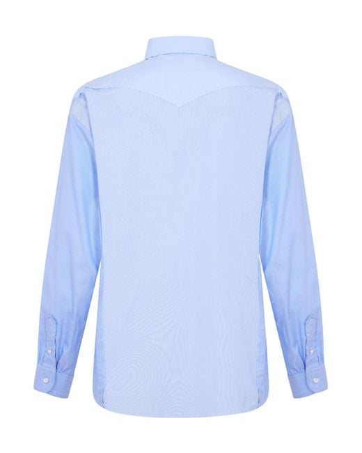 Maison Margiela Blue Light Collared Long-Sleeve Shirt for men