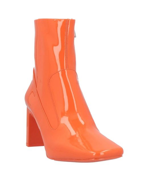 DIESEL Orange Minimalist Square Toe Ankle Boots