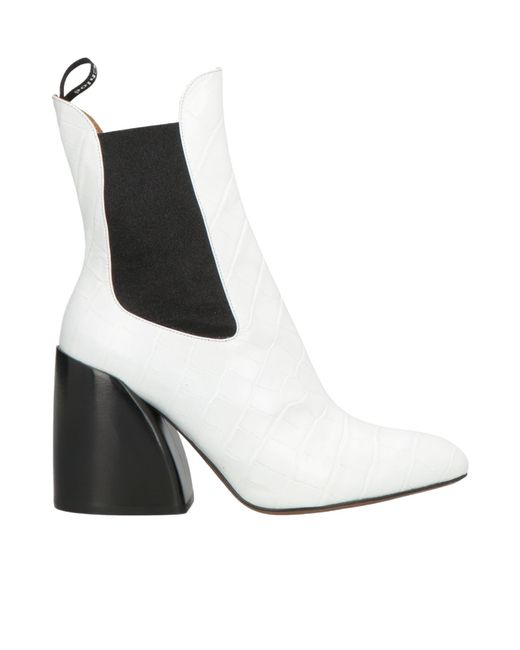 Chloé White Embossed Ankle Boots