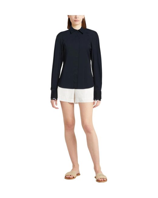 Brunello Cucinelli Blue Solid Colour Shirts Blouses