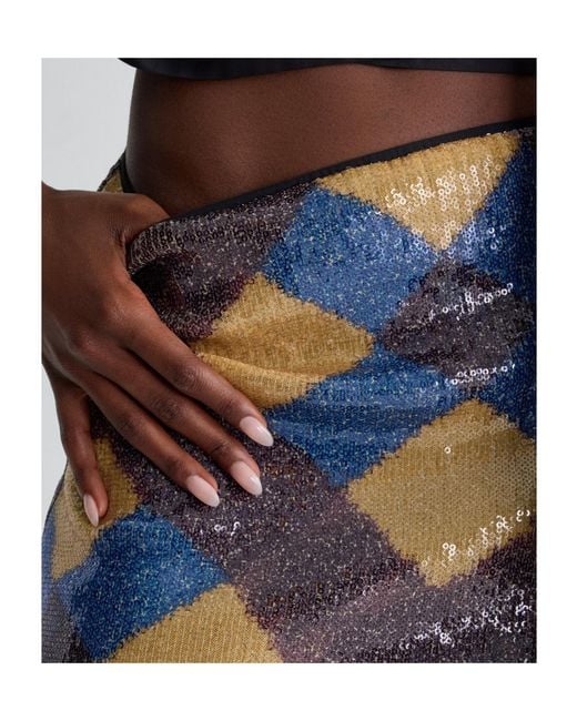 Diane von Furstenberg Blue Bianca Sequin Skirt
