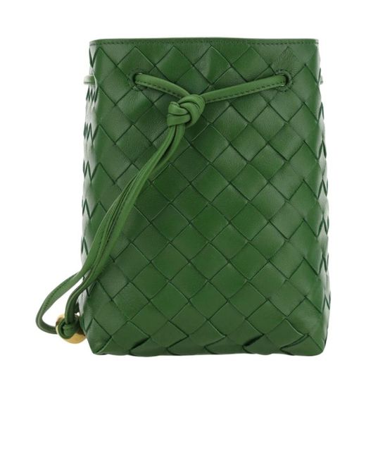 Bottega Veneta Green Braided Bucket Bag