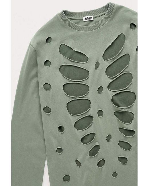 AVAVAV Green Semi-Distressed Layered T-Shirt for men