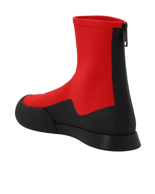 The Row Red Zip-Up Ankle Boots