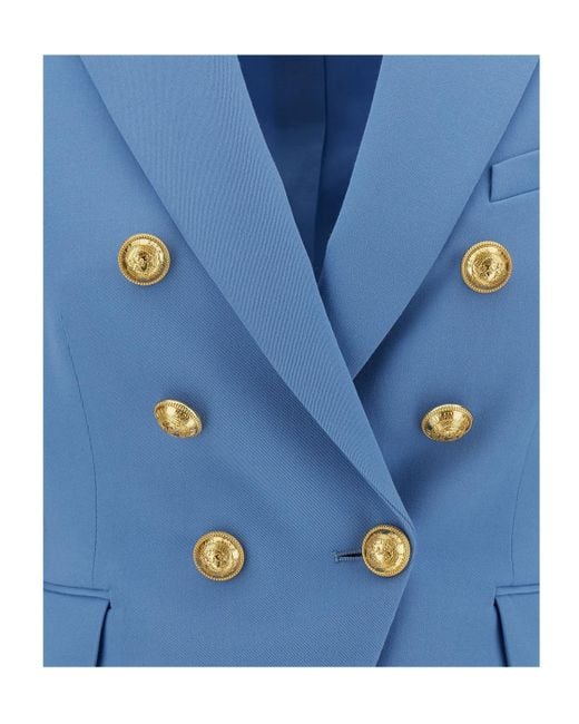 Balmain Blue Lion Signature Double-Breasted Blazer