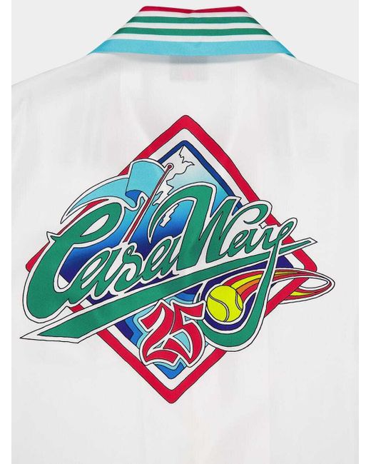 Casablanca White Casa Way World Series Short Sleeved Satin Shirt